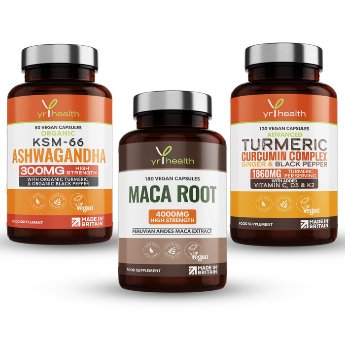 Root Supplements Bundle: Maca Root + Turmeric Curcumin Complex + Ashwagandha Complex